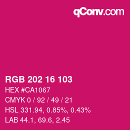 Color code: RGB 202 16 103 | qconv.com