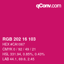 颜色代码: RGB 202 16 103 | qconv.com