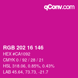 カラーコード: RGB 202 16 146 | qconv.com