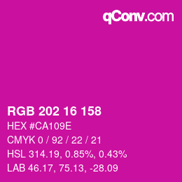 カラーコード: RGB 202 16 158 | qconv.com