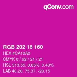 カラーコード: RGB 202 16 160 | qconv.com