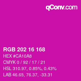 Color code: RGB 202 16 168 | qconv.com