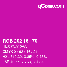 カラーコード: RGB 202 16 170 | qconv.com