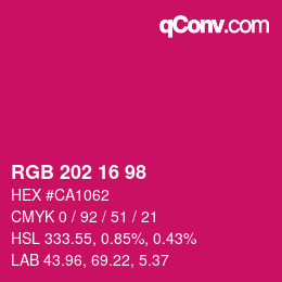 カラーコード: RGB 202 16 98 | qconv.com