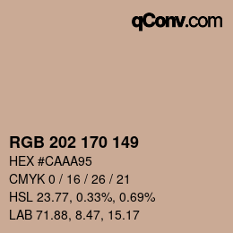 カラーコード: RGB 202 170 149 | qconv.com