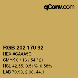 カラーコード: RGB 202 170 92 | qconv.com