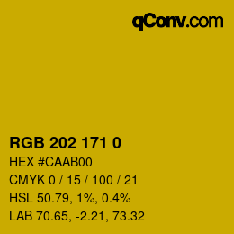 カラーコード: RGB 202 171 0 | qconv.com