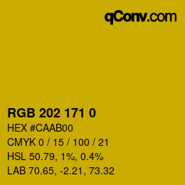 Color code: RGB 202 171 0 | qconv.com