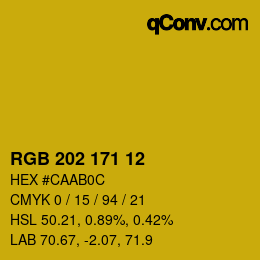 颜色代码: RGB 202 171 12 | qconv.com