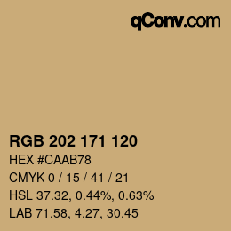 颜色代码: RGB 202 171 120 | qconv.com