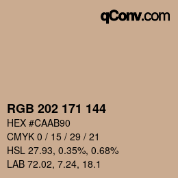 カラーコード: RGB 202 171 144 | qconv.com