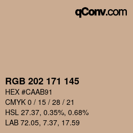 颜色代码: RGB 202 171 145 | qconv.com