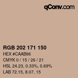 颜色代码: RGB 202 171 150 | qconv.com