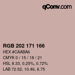 Color code: RGB 202 171 166 | qconv.com