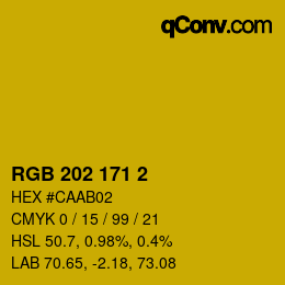 颜色代码: RGB 202 171 2 | qconv.com