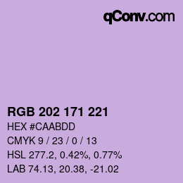カラーコード: RGB 202 171 221 | qconv.com