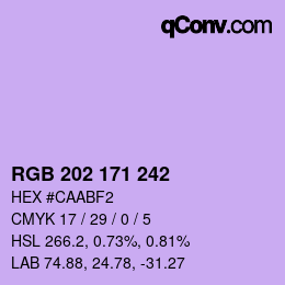 颜色代码: RGB 202 171 242 | qconv.com