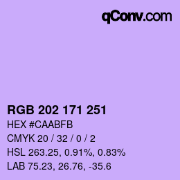 Color code: RGB 202 171 251 | qconv.com