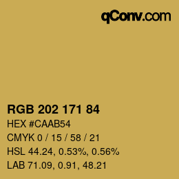 カラーコード: RGB 202 171 84 | qconv.com