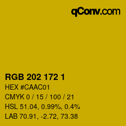 Color code: RGB 202 172 1 | qconv.com