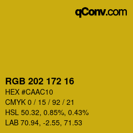 カラーコード: RGB 202 172 16 | qconv.com