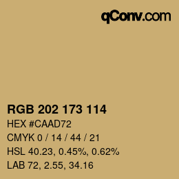 Color code: RGB 202 173 114 | qconv.com