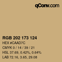 Código de color: RGB 202 173 124 | qconv.com