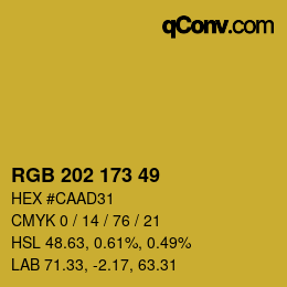 Code couleur: RGB 202 173 49 | qconv.com