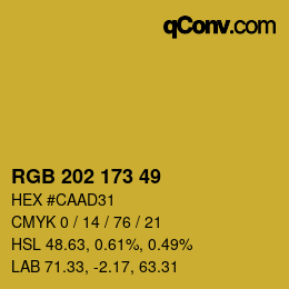 カラーコード: RGB 202 173 49 | qconv.com