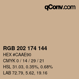 カラーコード: RGB 202 174 144 | qconv.com