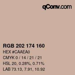 颜色代码: RGB 202 174 160 | qconv.com