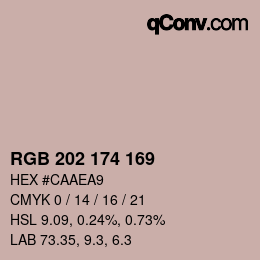 Color code: RGB 202 174 169 | qconv.com
