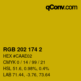 カラーコード: RGB 202 174 2 | qconv.com