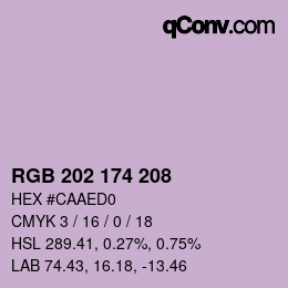 カラーコード: RGB 202 174 208 | qconv.com