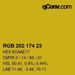 Color code: RGB 202 174 23 | qconv.com