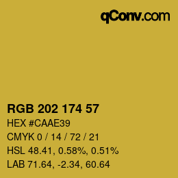 カラーコード: RGB 202 174 57 | qconv.com