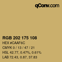 カラーコード: RGB 202 175 108 | qconv.com