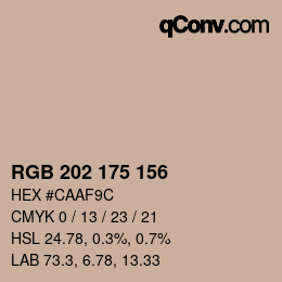 颜色代码: RGB 202 175 156 | qconv.com