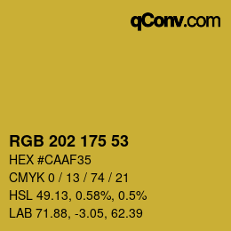 Farbcode: RGB 202 175 53 | qconv.com