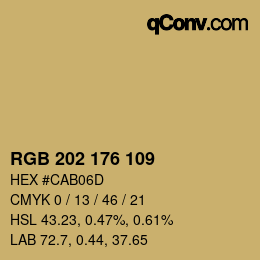 颜色代码: RGB 202 176 109 | qconv.com
