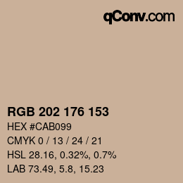 カラーコード: RGB 202 176 153 | qconv.com