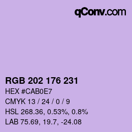 Color code: RGB 202 176 231 | qconv.com