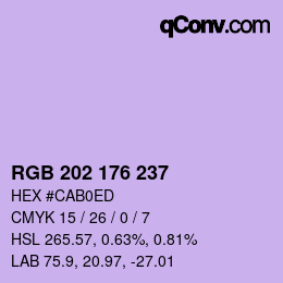 カラーコード: RGB 202 176 237 | qconv.com