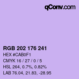 カラーコード: RGB 202 176 241 | qconv.com
