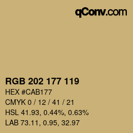 颜色代码: RGB 202 177 119 | qconv.com