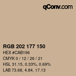 Color code: RGB 202 177 150 | qconv.com