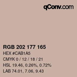 颜色代码: RGB 202 177 165 | qconv.com