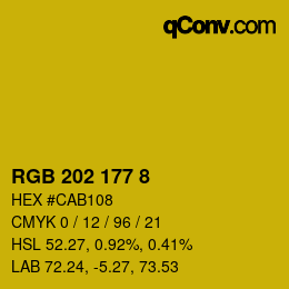 颜色代码: RGB 202 177 8 | qconv.com