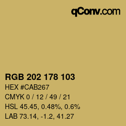 カラーコード: RGB 202 178 103 | qconv.com