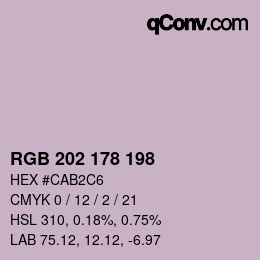 Color code: RGB 202 178 198 | qconv.com